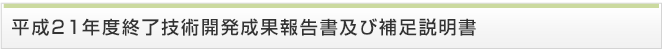 平成21年度終了技術開発成果報告書及び補足説明書