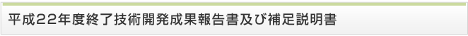 平成22年度終了技術開発成果報告書及び補足説明書